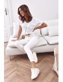 Pantaloni albi din denim cu gauri 20406 - Magazin online - Boutique